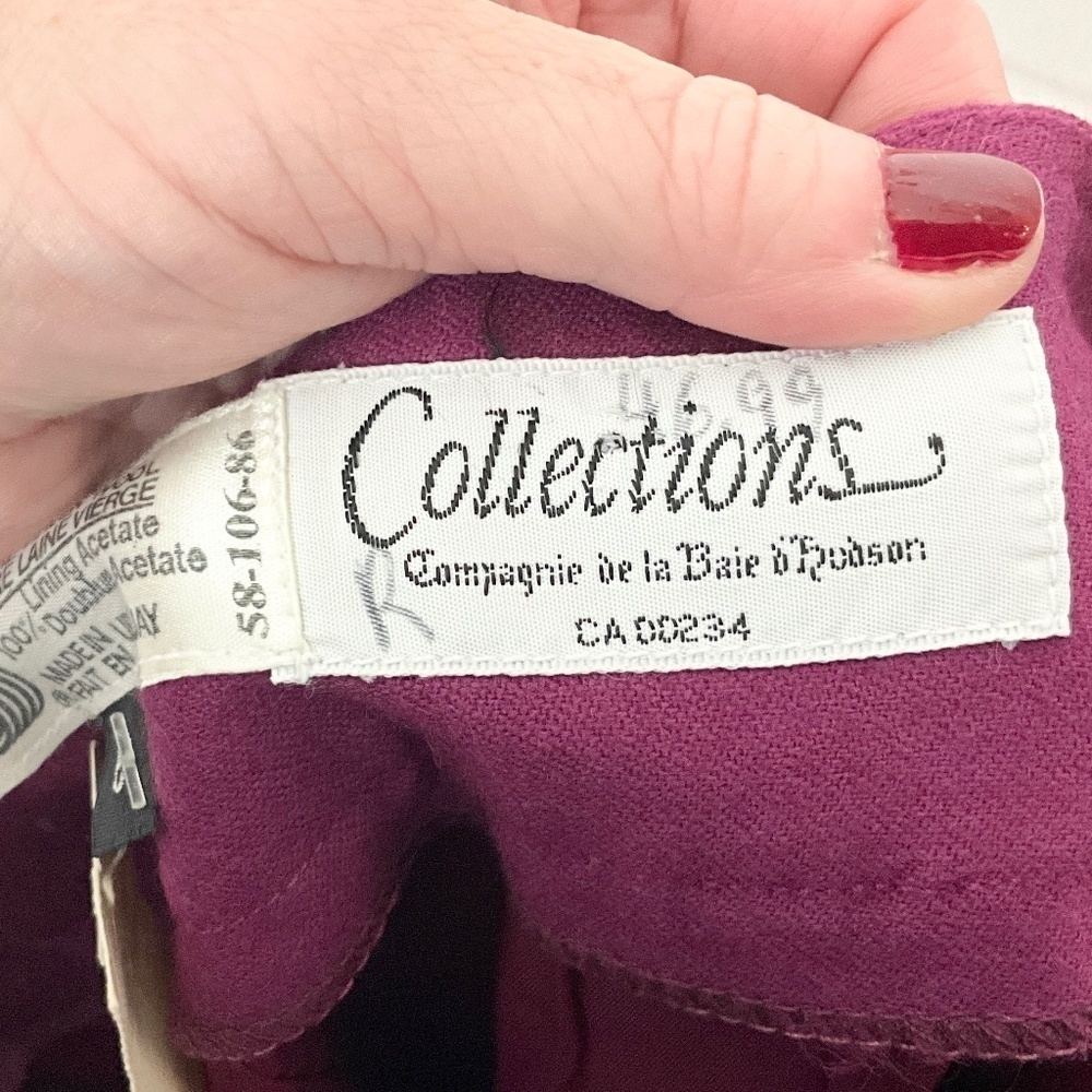 NWT Vintage Deadstock 60s Maxi Skirt Compagnie baie d’Hudson Wool Magenta Sz 6 - Picture 12 of 14